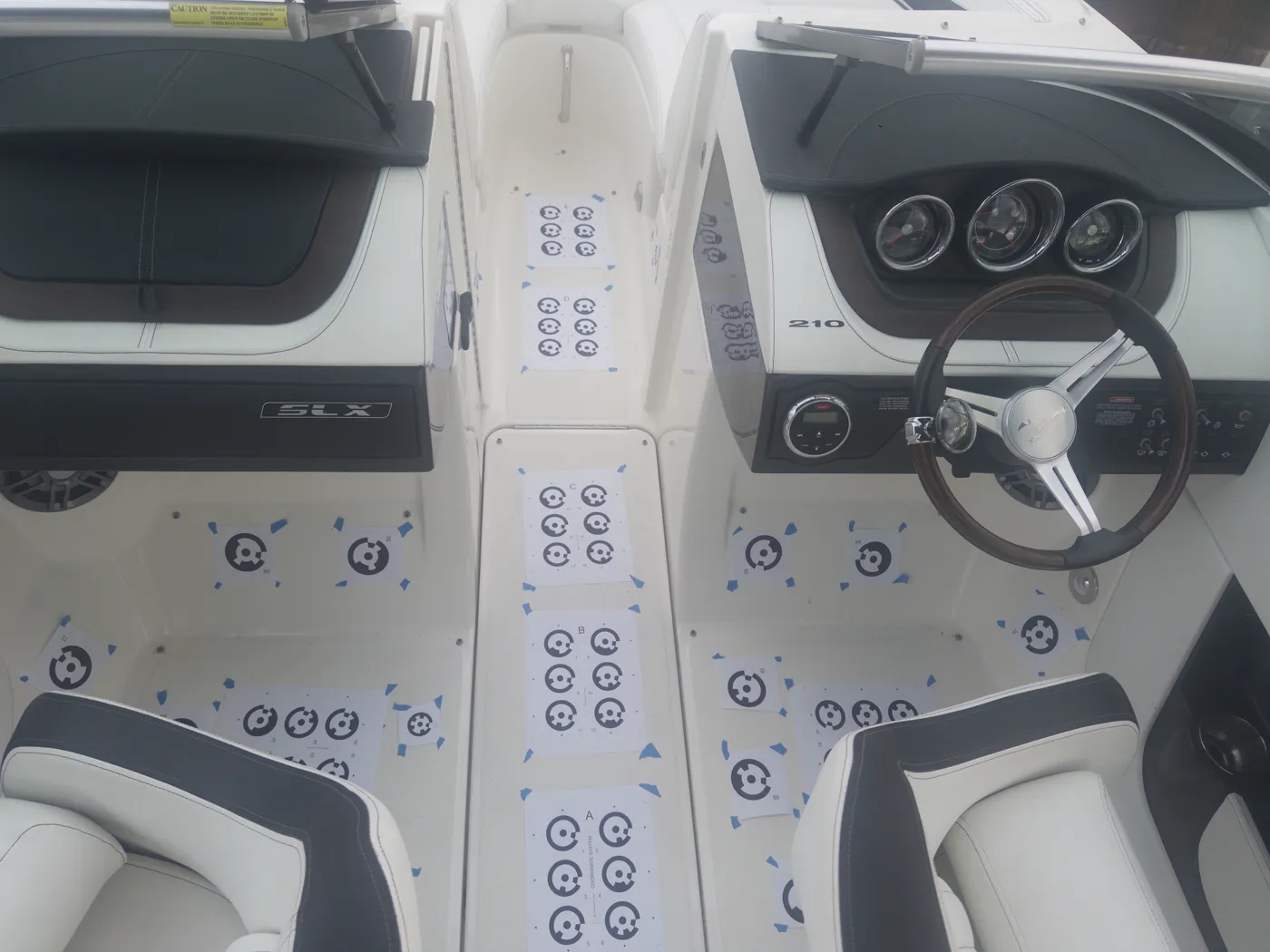 Scan targets laid across a boat deck